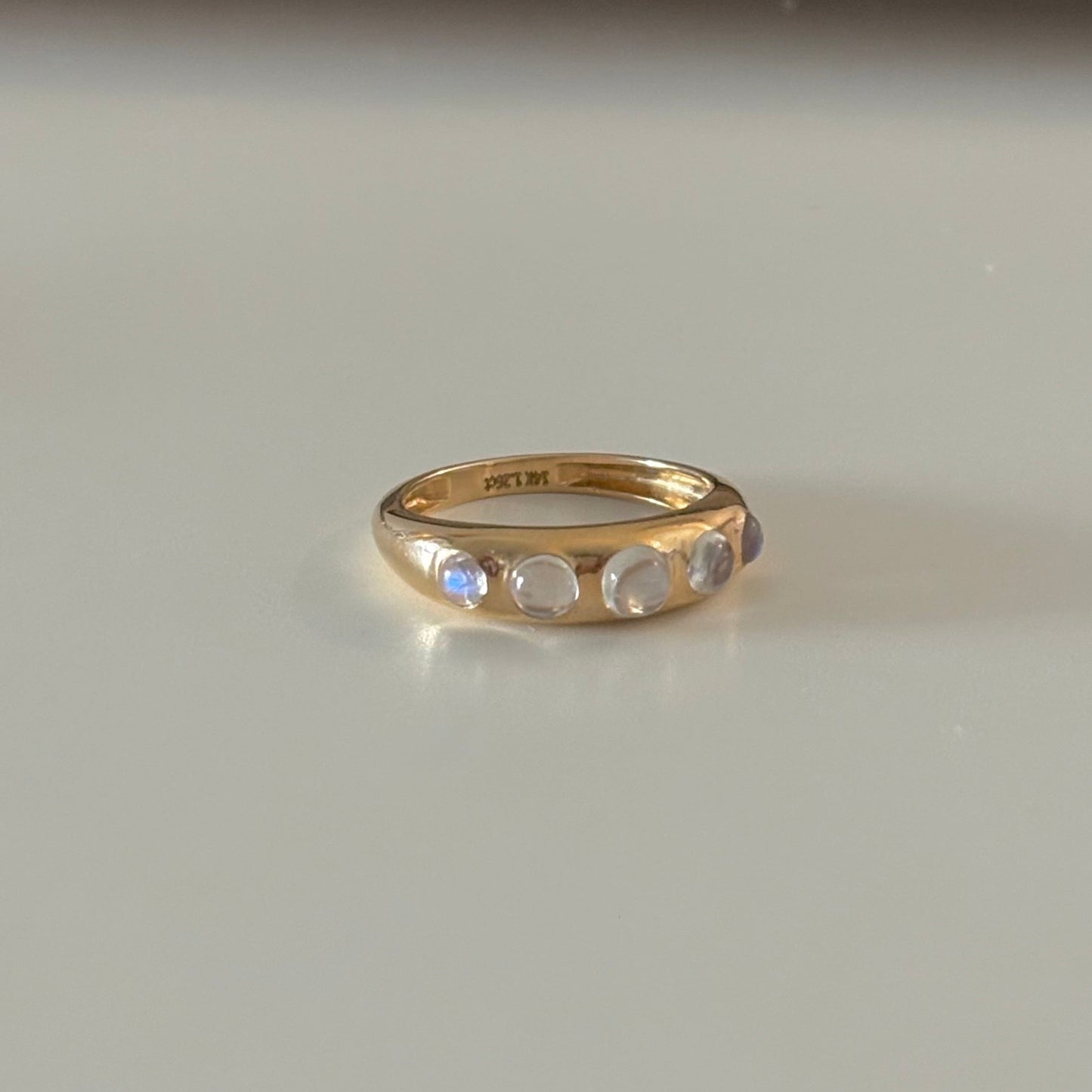 14K Yellow Gold Moonstone Cabochon Ring