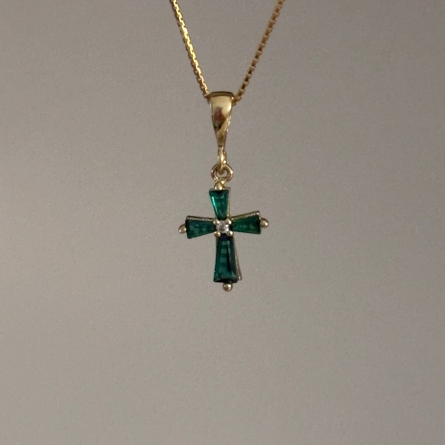 14K Gold Color Cubic Zirconia Cross Charm | Multiple Colors Available | 0.55g