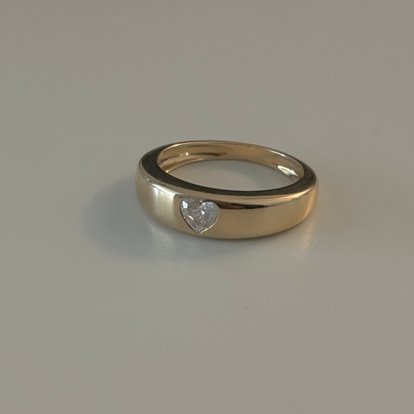 14K Yellow Gold Diamond Heart Ring 0.26 CT Size 6