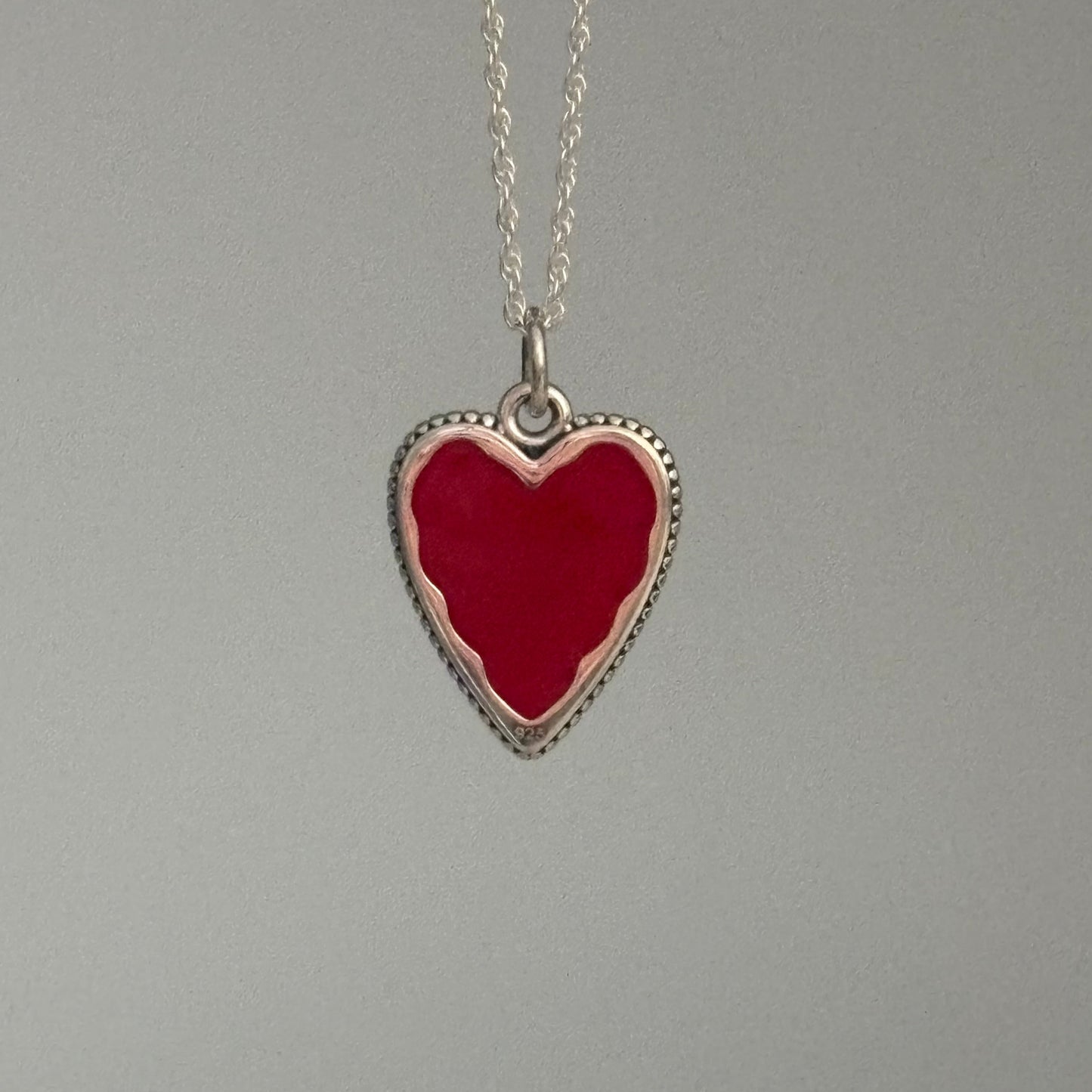 Reversible Enamel Heart Pendant – Sterling Silver 925