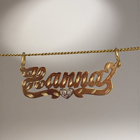 14k solid gold vintage Hanna nameplate