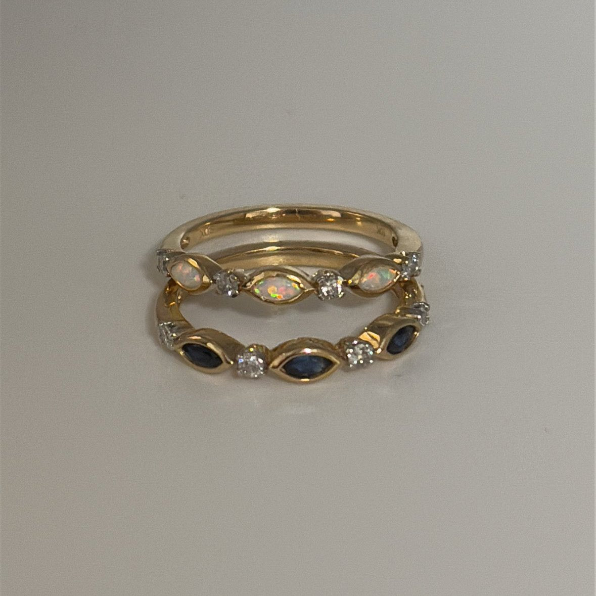 10k opal and diamond ring