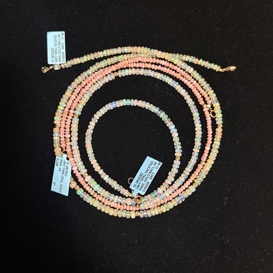 14K Gold Opal & Pink Opal Faceted Beaded Jewelry – Vintage-Inspired Collection