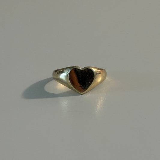 10K Yellow Gold Heart Signet Ring