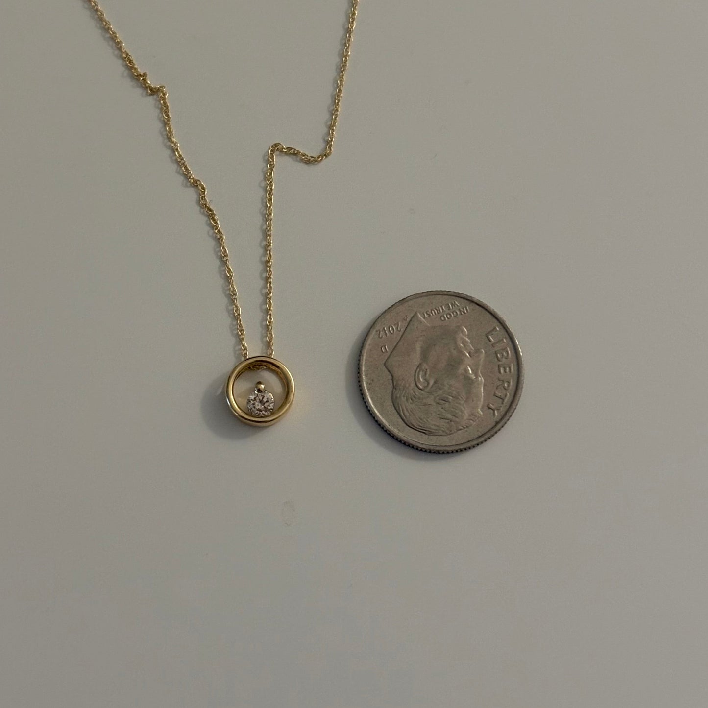 14K Yellow Gold Diamond Circle Slider Necklace – 0.10 CTW