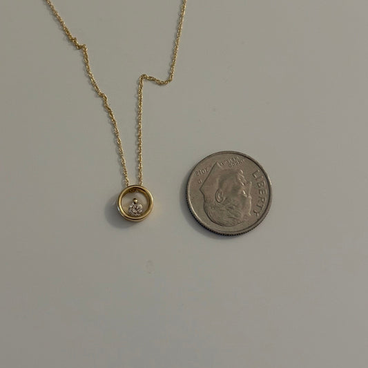 14K Yellow Gold Diamond Circle Slider Necklace – 0.10 CTW