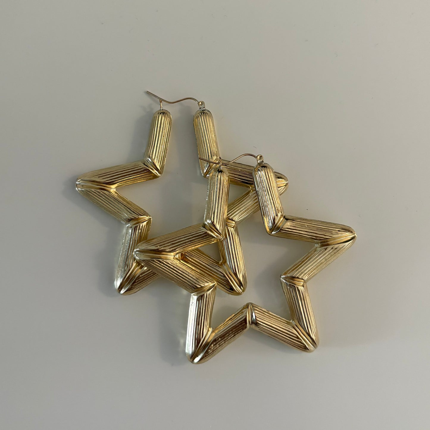 10K Yellow Gold Bamboo Star Earrings