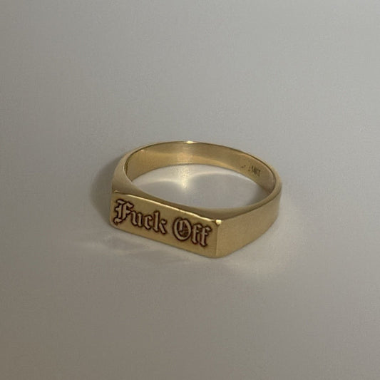 14k solid gold F*ck Off ring