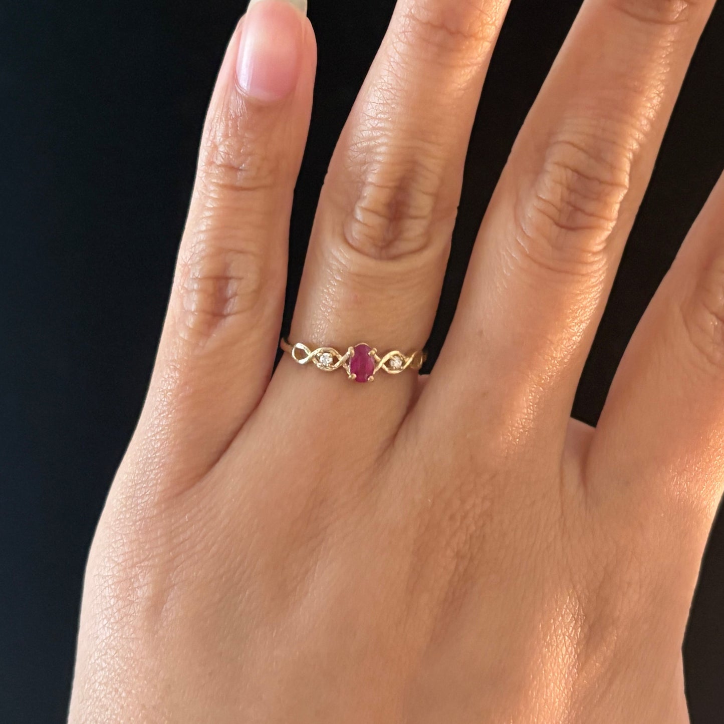 10K Yellow Gold Genuine Birthstone & Diamond Ring | 12 Birthstone Options