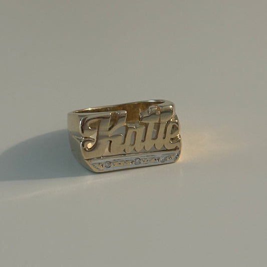 Vintage 14K Gold Katie Name Ring with Diamond Accents – Size 6
