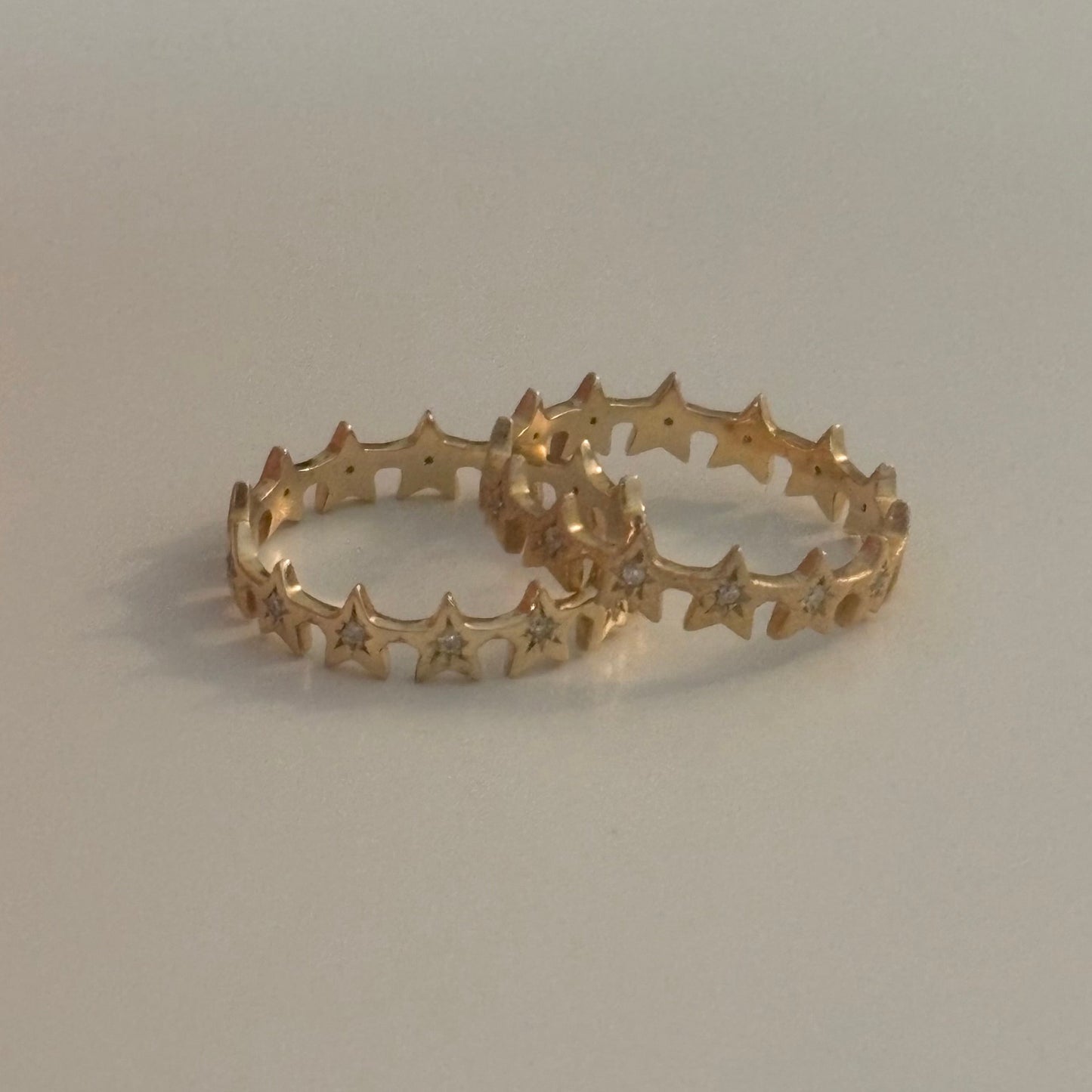 14K Gold Diamond Star Band Ring