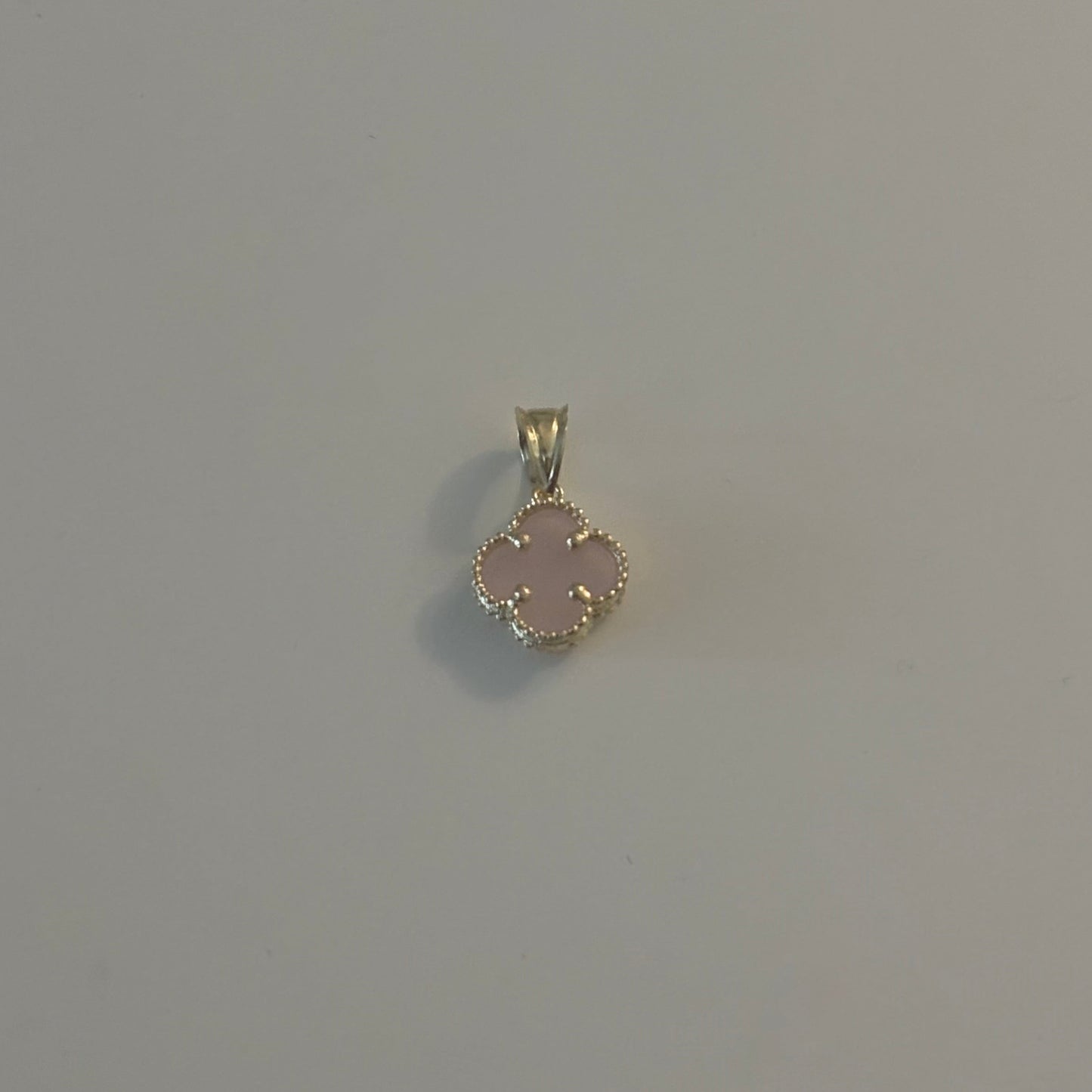 10K Gold Pink Quartz Clover Charm