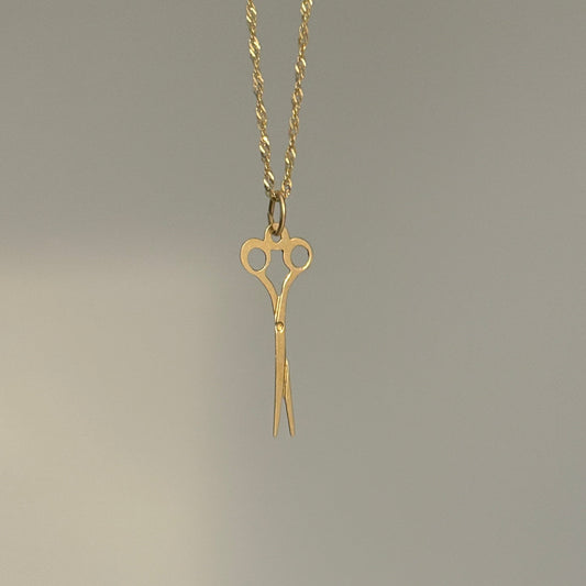 14K Yellow Gold Scissors Charm – Mini Hair Stylist Pendant