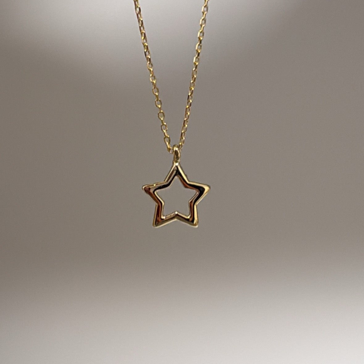 14k solid gold star necklace