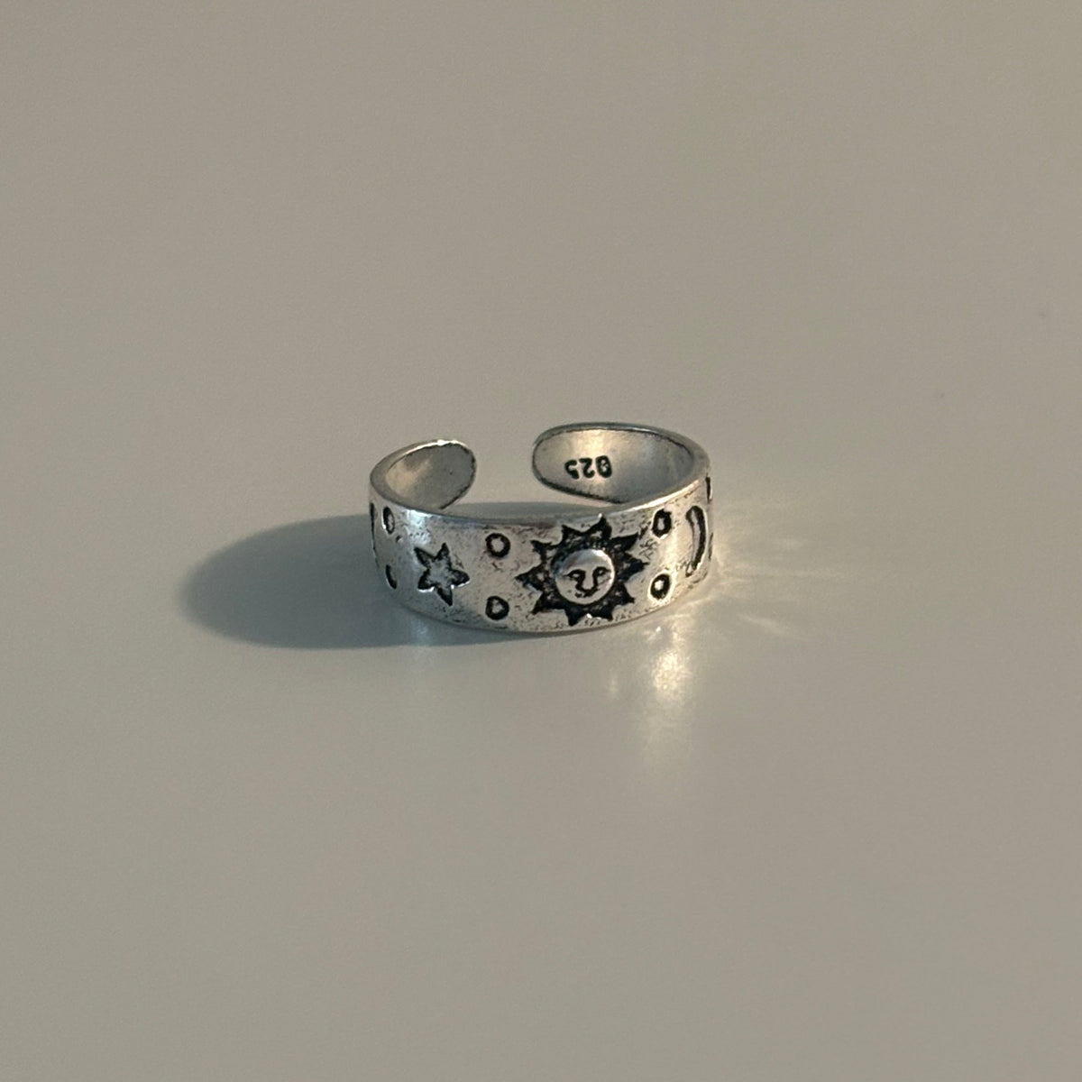 925 Silver Celestial Sun Moon & Star Ring