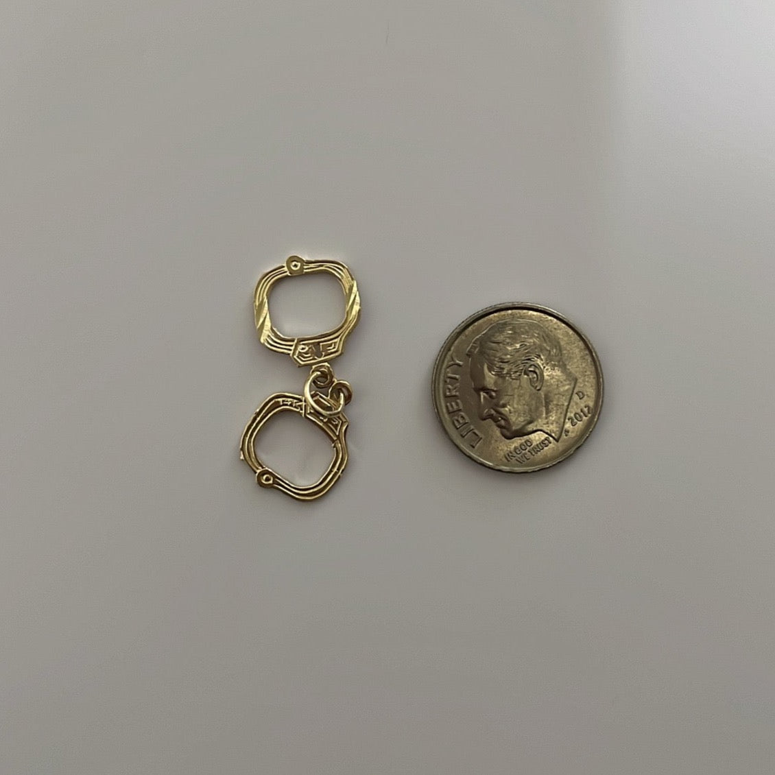 14K solid gold handcuffs charm