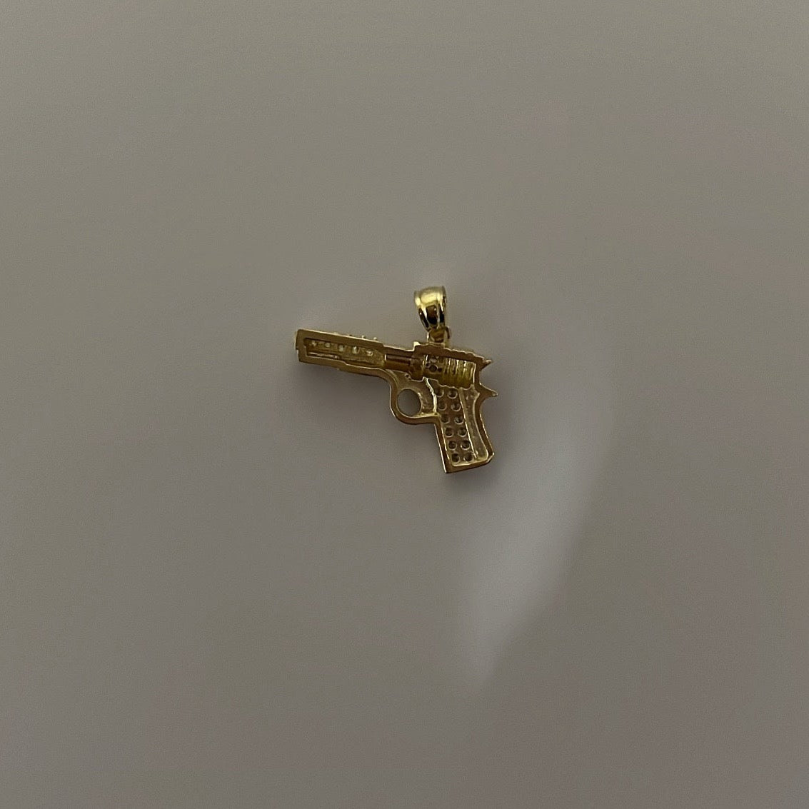 14K solid gold CZ gun charm