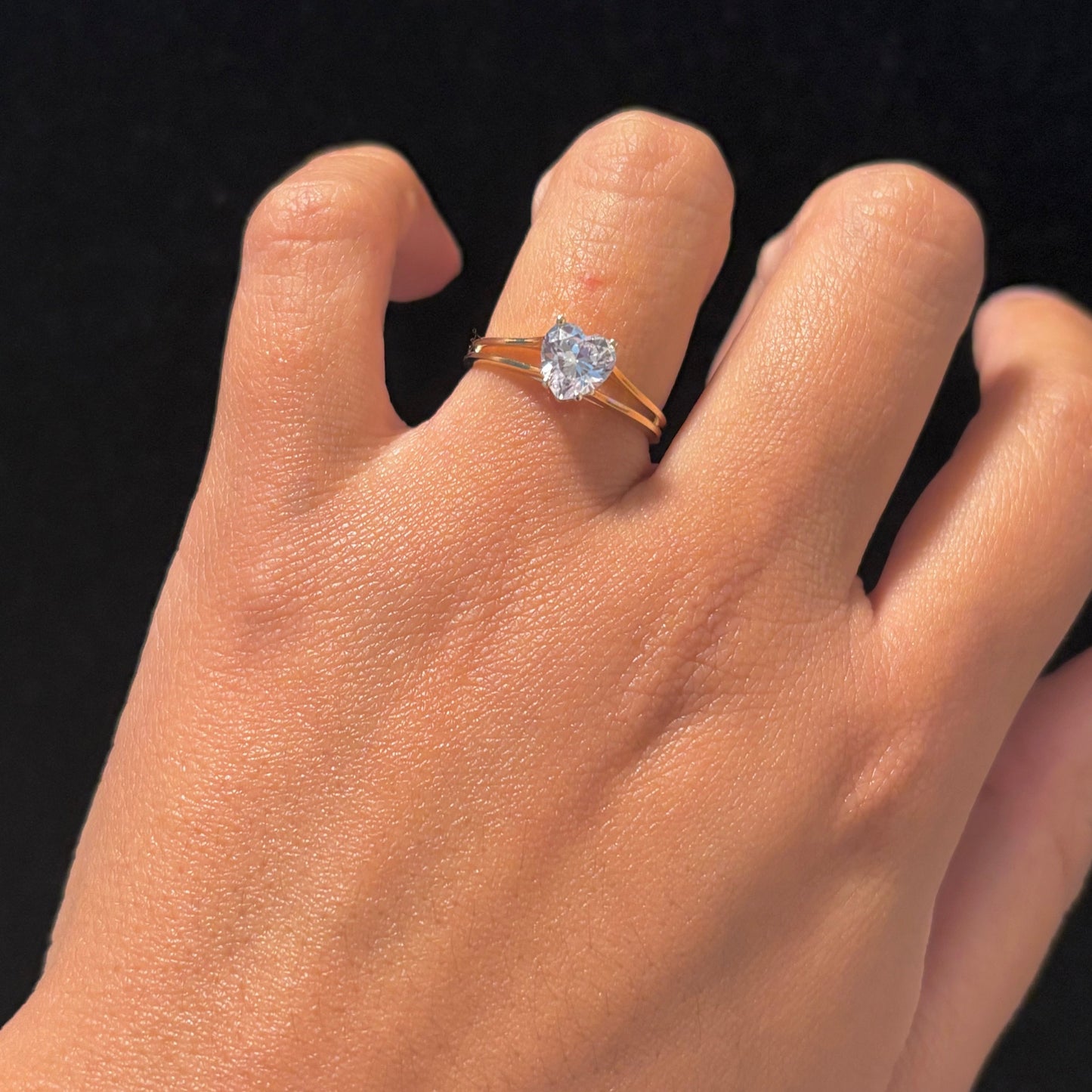 14K Yellow Gold Heart CZ Ring