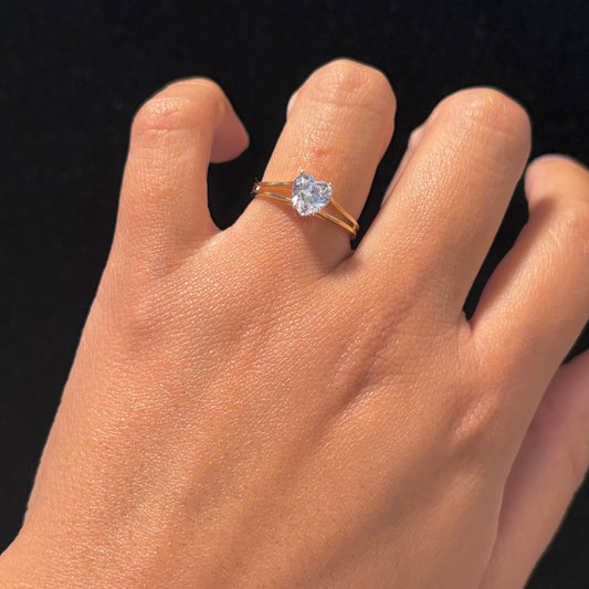 14K Yellow Gold Heart CZ Ring