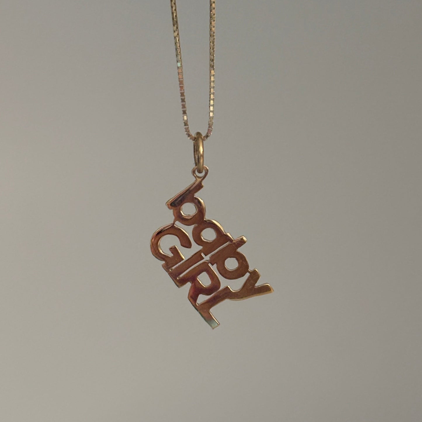 14K Yellow Gold “Baby Girl” Charm – Custom Word Pendant
