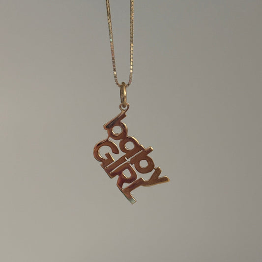 14K Yellow Gold “Baby Girl” Charm – Custom Word Pendant