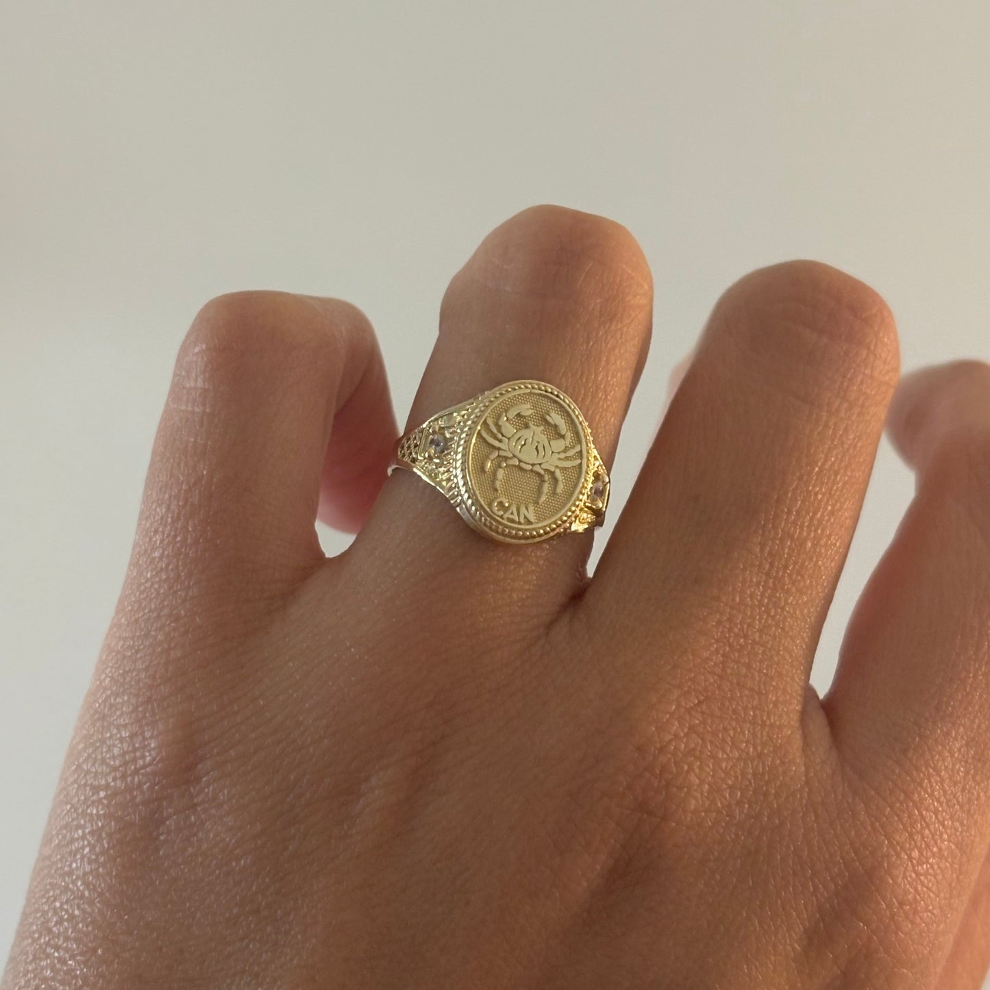 10K Yellow Gold Zodiac Signet Rings with CZ Accents – Scorpio, Sagittarius, Leo, Pisces, Cancer, Virgo, Gemini, Taurus