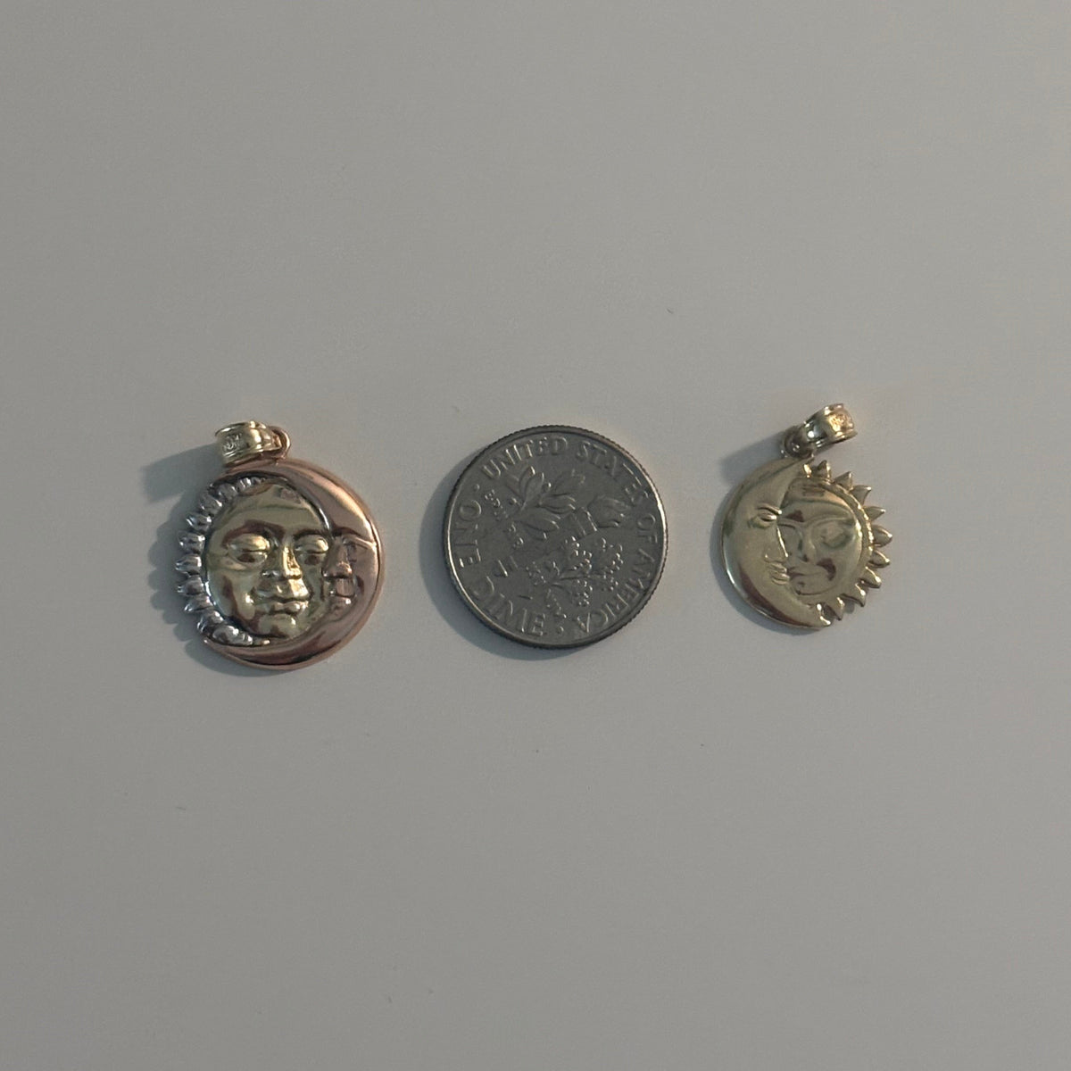 14K Yellow Gold Sun & Crescent Moon Charm