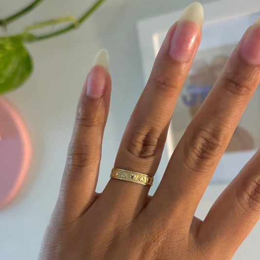 14K Yellow Gold Heart Band Ring