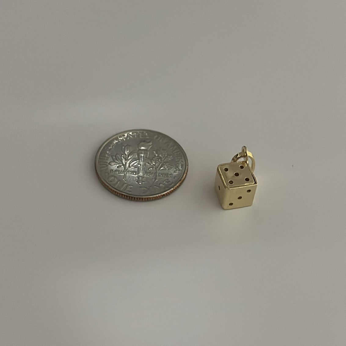 14K solid gold dice charm