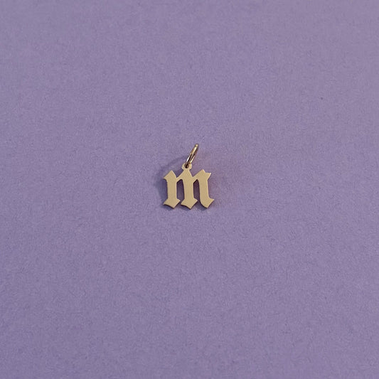 Custom 14K Mini Initial or Number Charm -Old English or Cursive Font