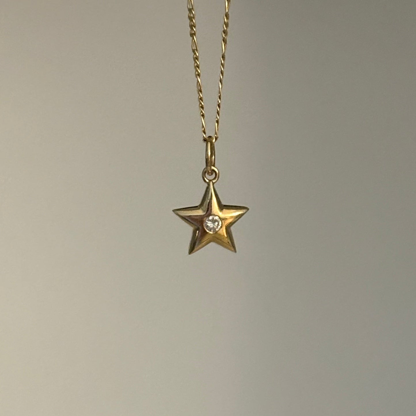 14K Gold Diamond Star Charm Pendant