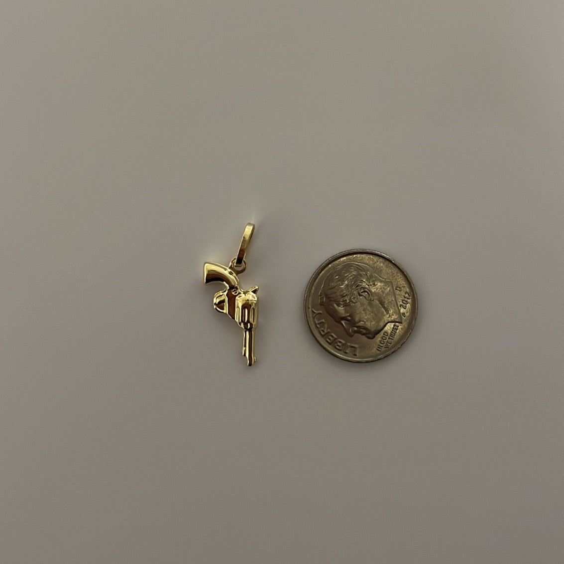 14K solid gold Revolver gun charm