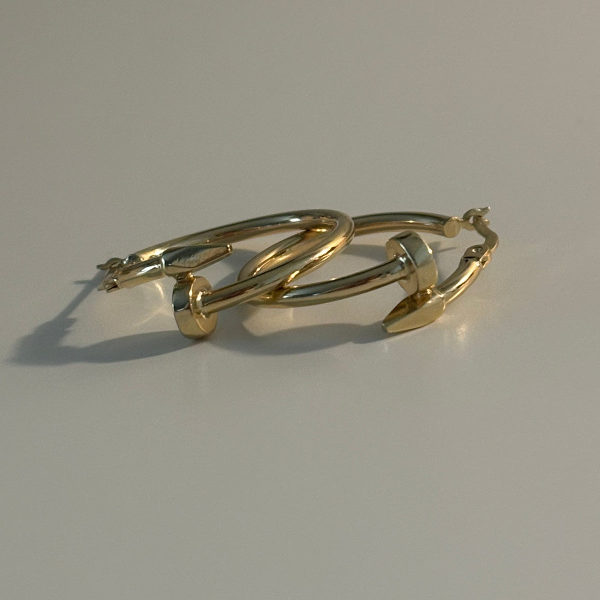 14K Gold Nail Hoop Earrings
