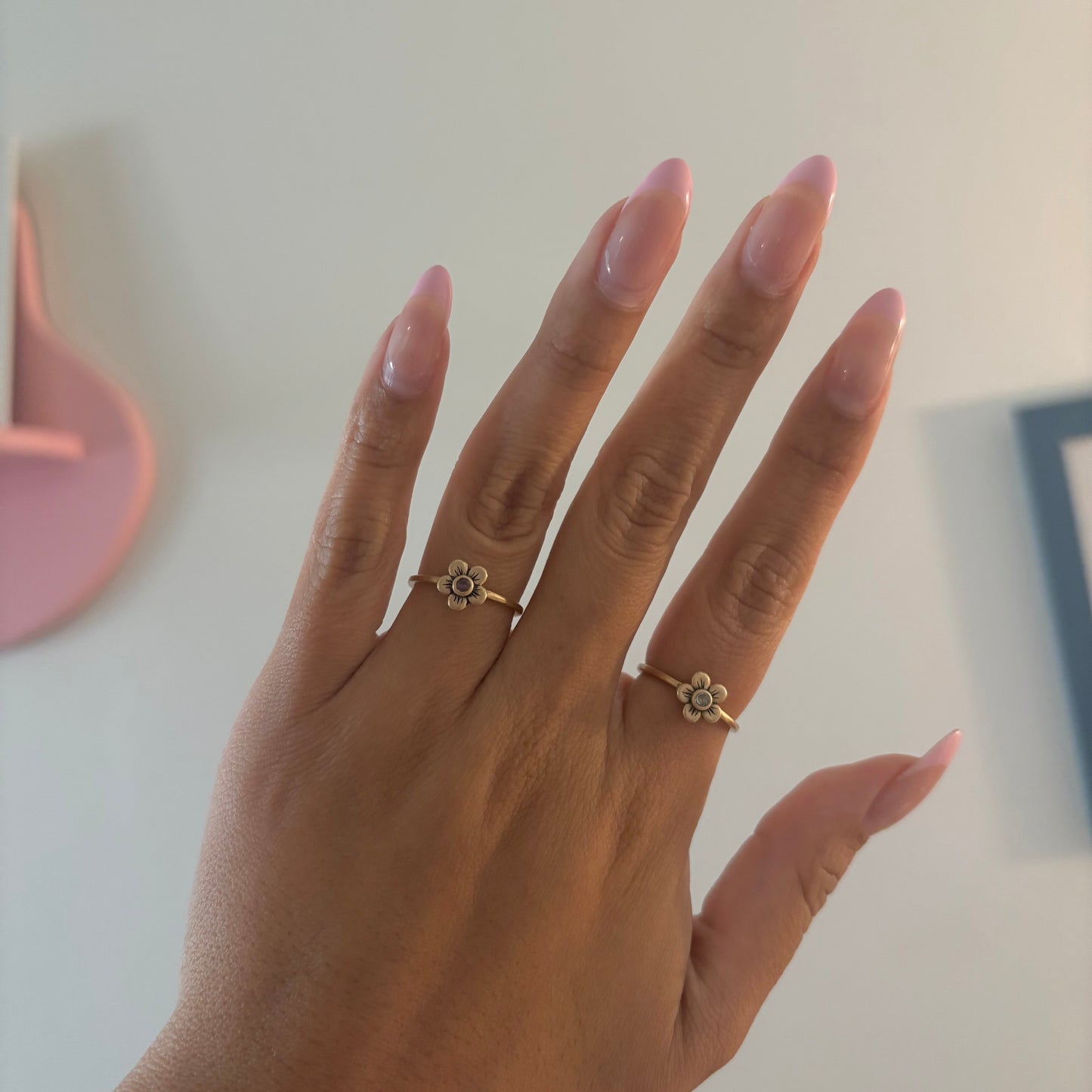 Vintage 14K Yellow Gold Flower Ring with CZ Accent – Size 6