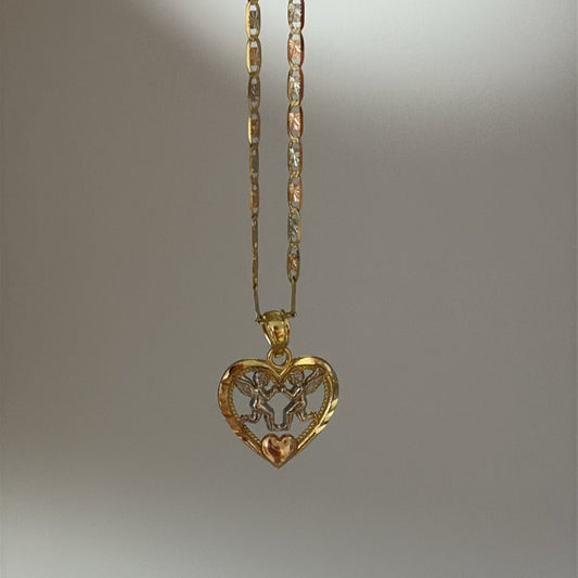 14K angels heart charm