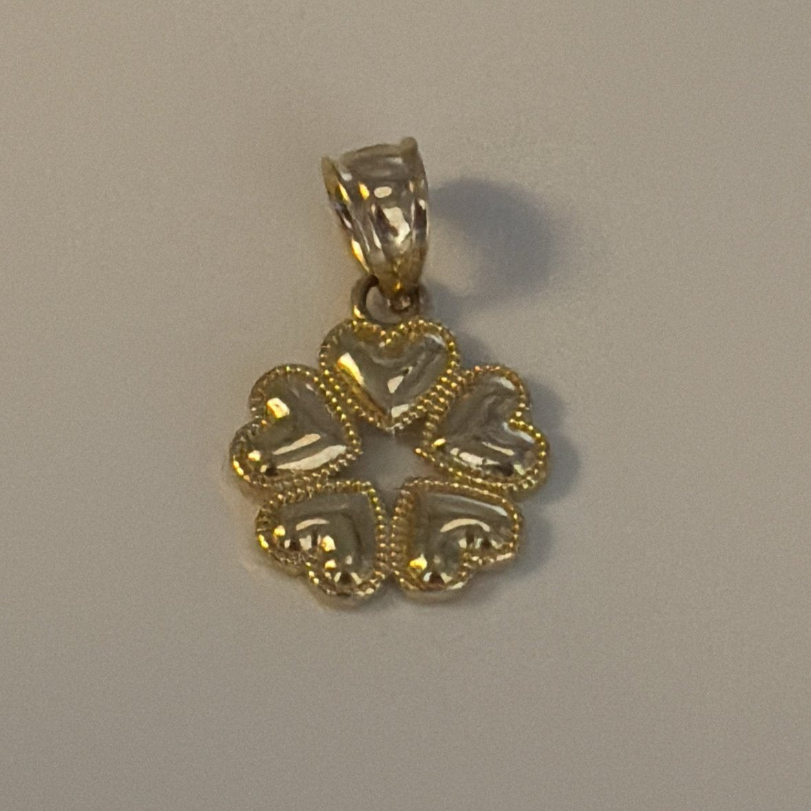 14K heart clover charm