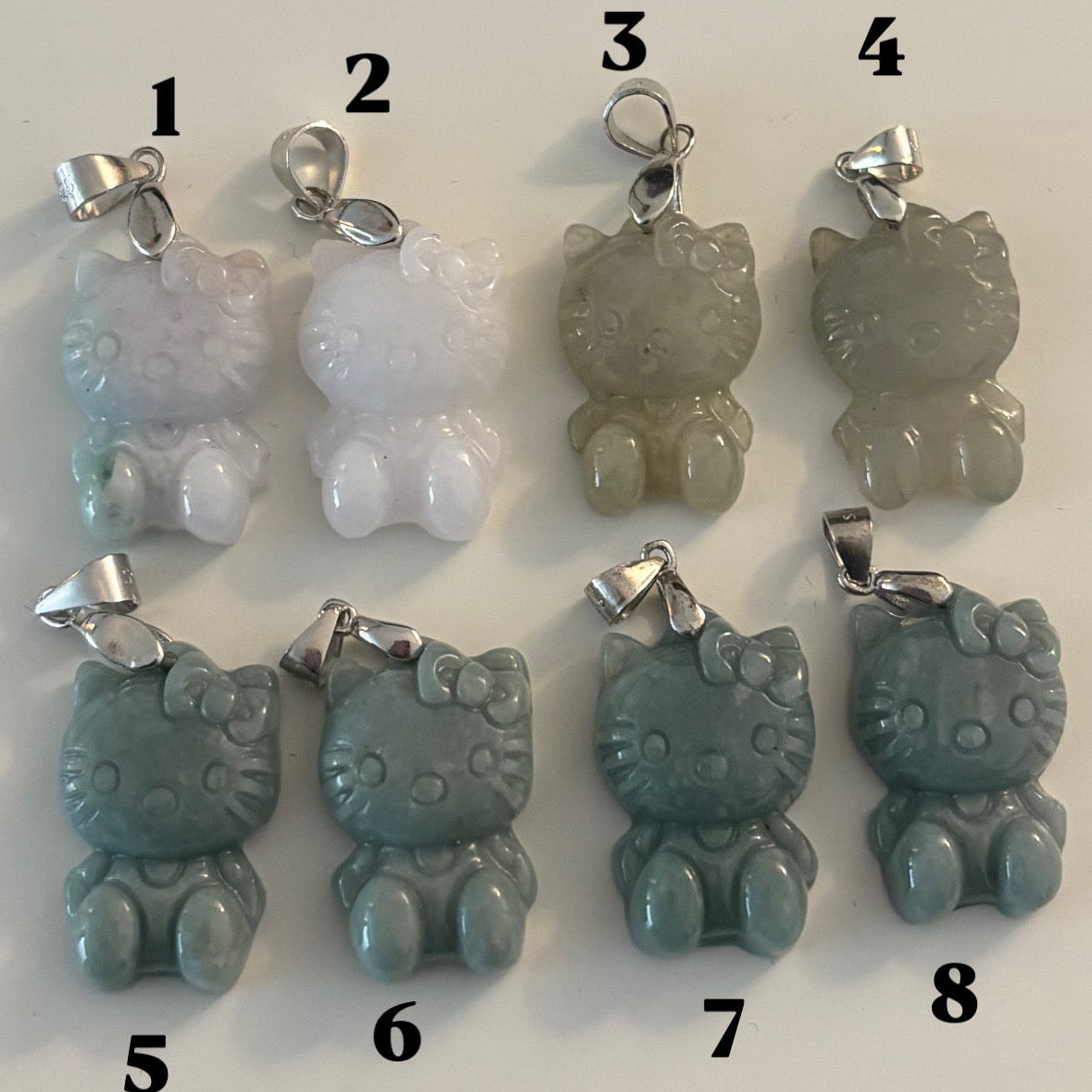 Jade Hello Kitty Charm Pendant S925 Silver Bail
