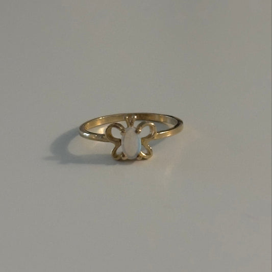 10K Yellow Gold Opal Butterfly Ring – Size 3.75