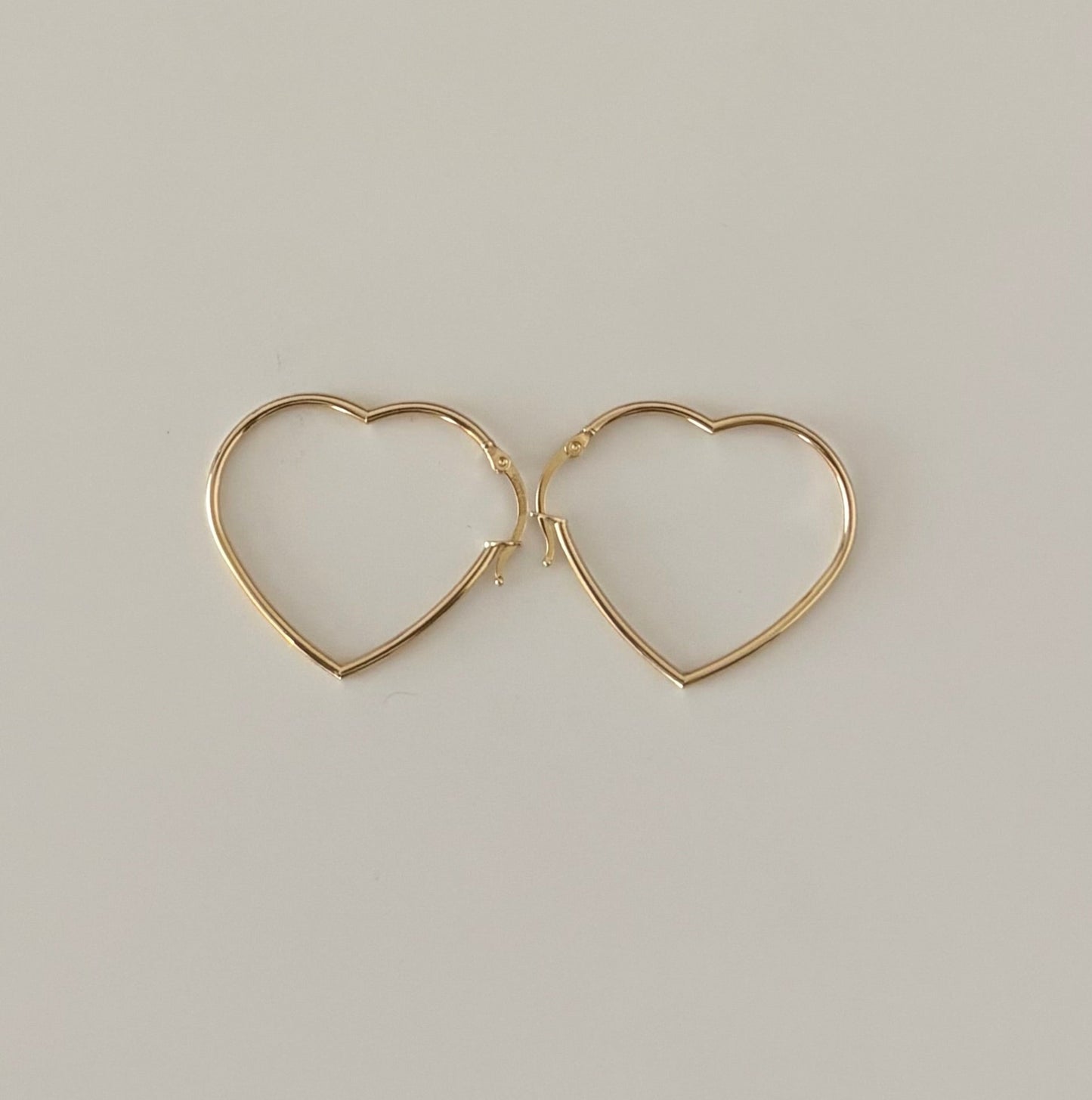 14K Gold Large Heart Hoop Earrings