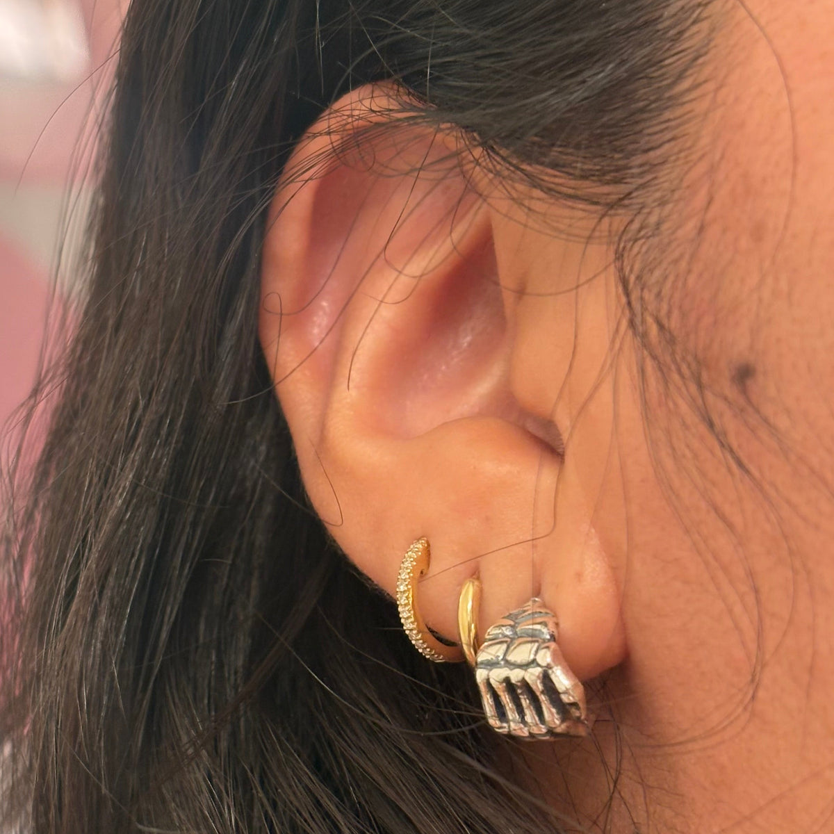 925 Silver Skeleton Hand Hugger Earrings