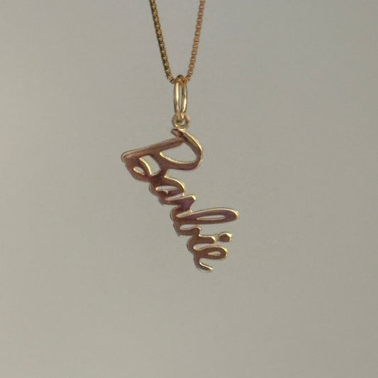 14K Yellow Gold “Barbie” Script Charm