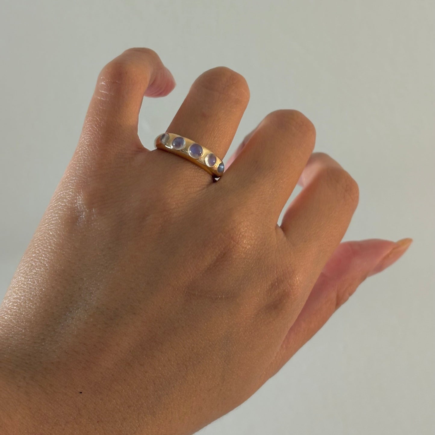 14K Yellow Gold Moonstone Cabochon Ring