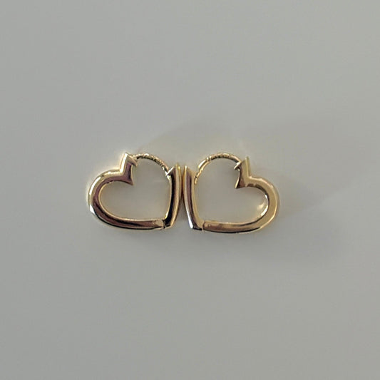 14K Gold Mini Heart Clicker Hoop Earring