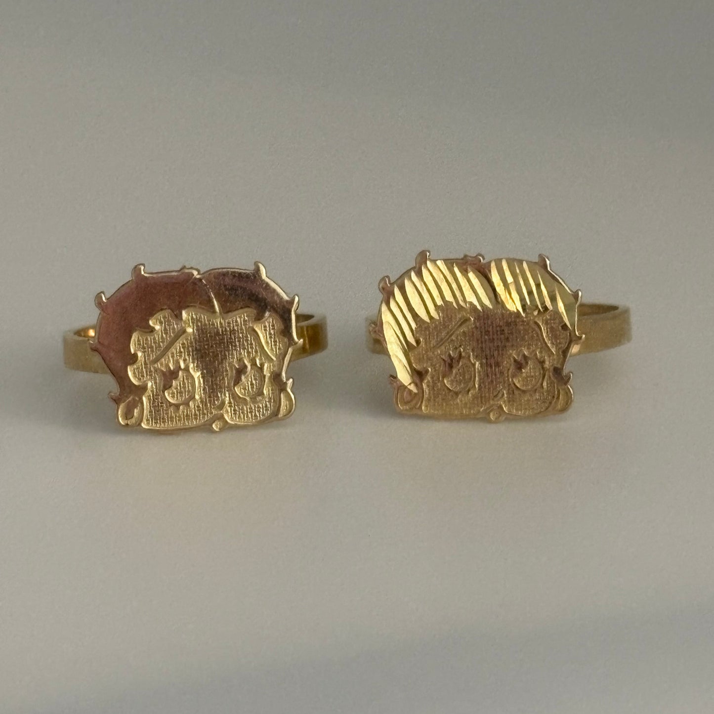 10K Gold Betty Boop Style Ring – Size 7 (Diamond-Cut or Polished)