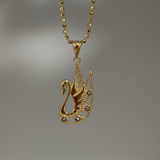 14K Swan charm