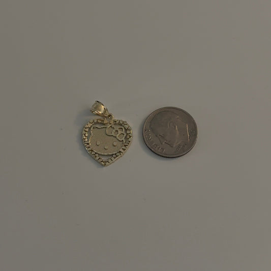 10k Gold hello kitty-inspired heart charm