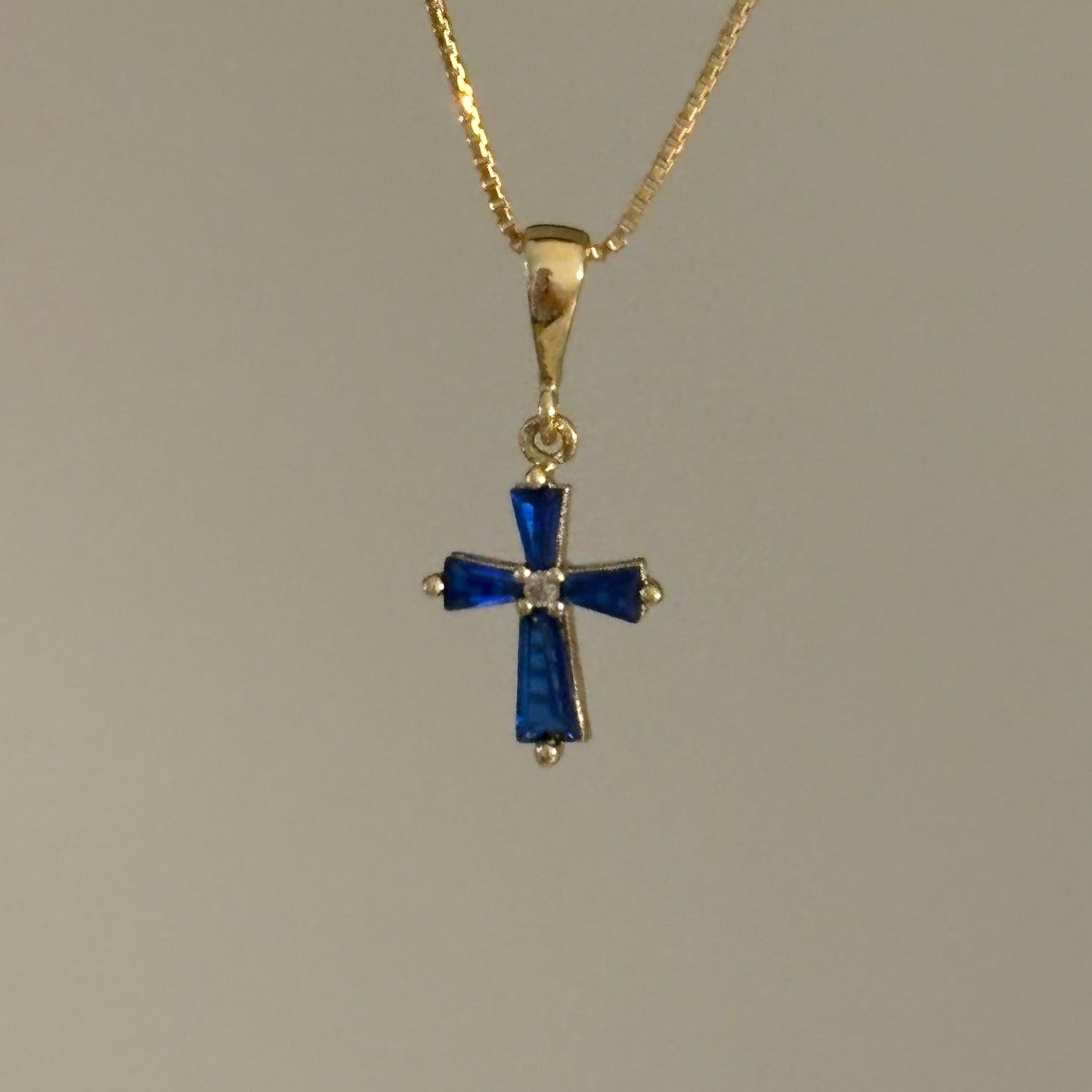 14K Gold Color Cubic Zirconia Cross Charm | Multiple Colors Available | 0.55g