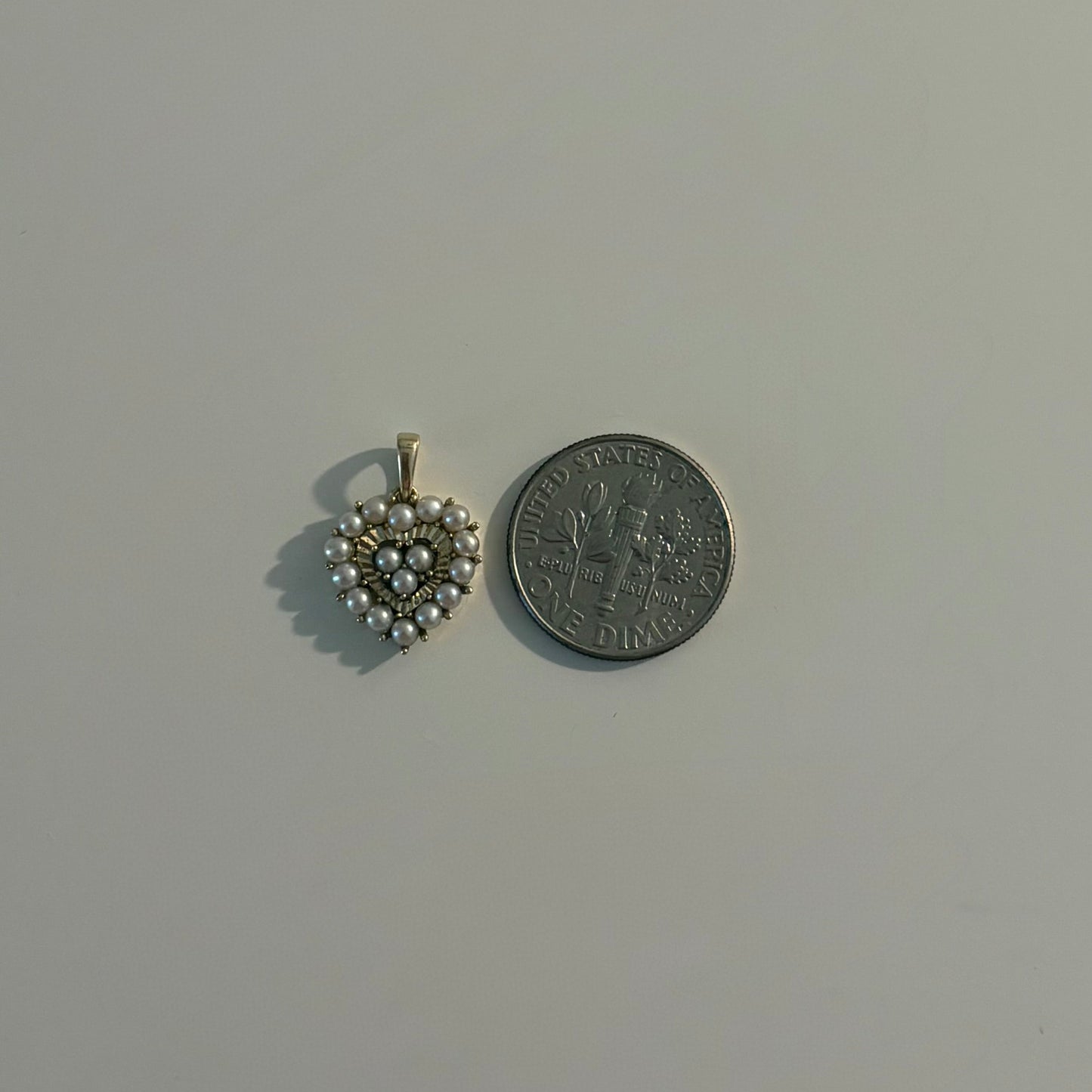 10K Yellow Gold Cultured Pearl Heart Charm
