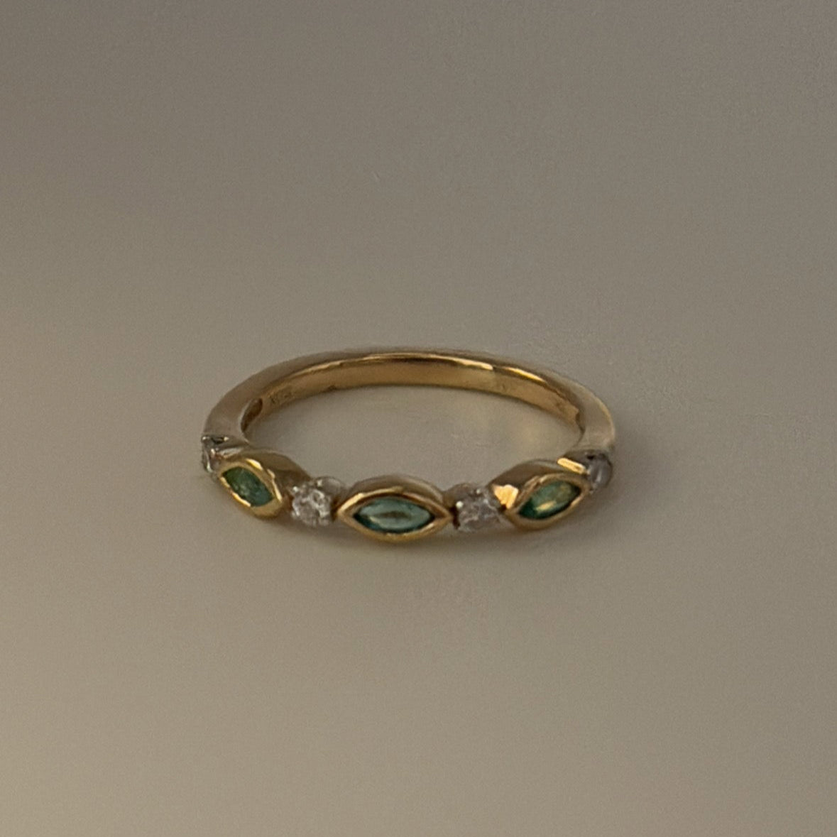 10k solid gold diamond and emerald ring 