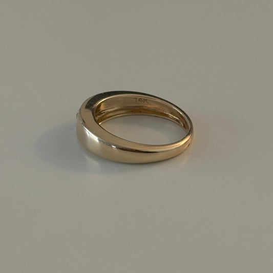 14K Yellow Gold Diamond Heart Ring 0.26 CT Size 6
